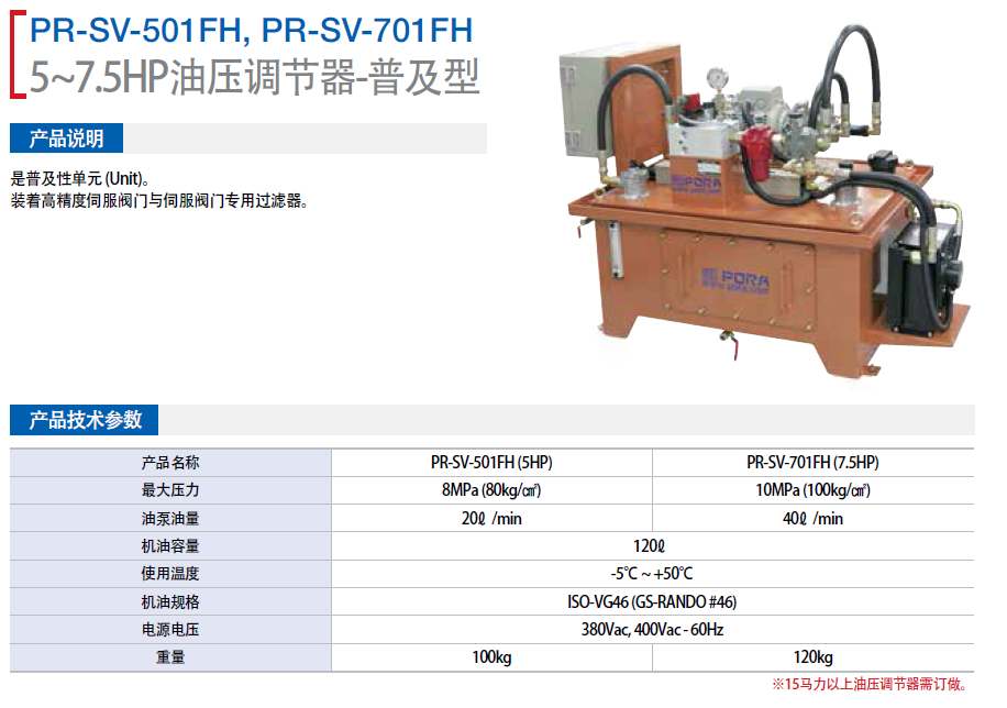 PR-SV-501FH(5HP) 5~7.5HP油壓調(diào)節(jié)器-普及型  PR-SC