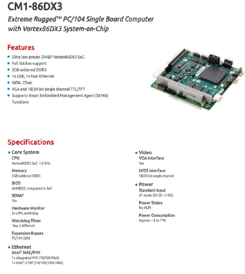 Adllink CM1-86DX3 PC/104 Single Board 凌華單板計算機