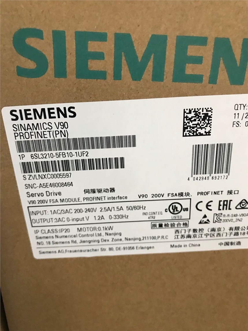 6SL3210-5FB10-1UA2 西門子 V90 0.1KW 驅(qū)動(dòng)器 現(xiàn)貨供應(yīng)